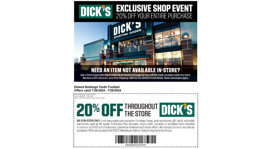 Dick's Sporting Goods Coupon 20% off